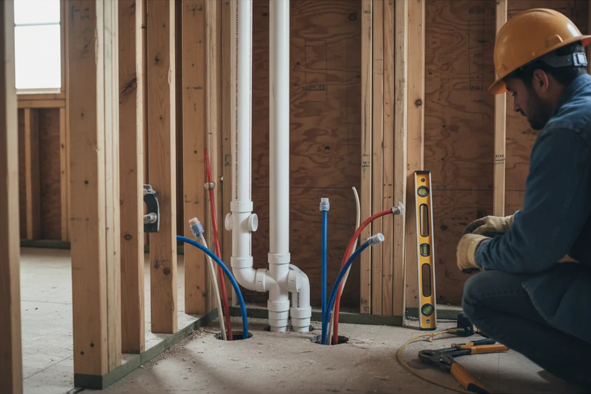 Drain and supply rough-in during Leak Detection in Oatman